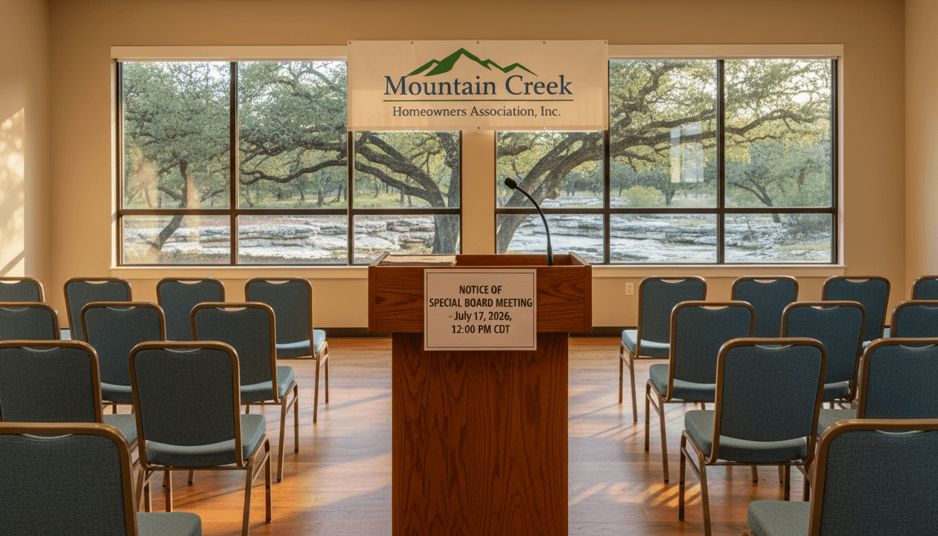 Notice of Special Board Meeting